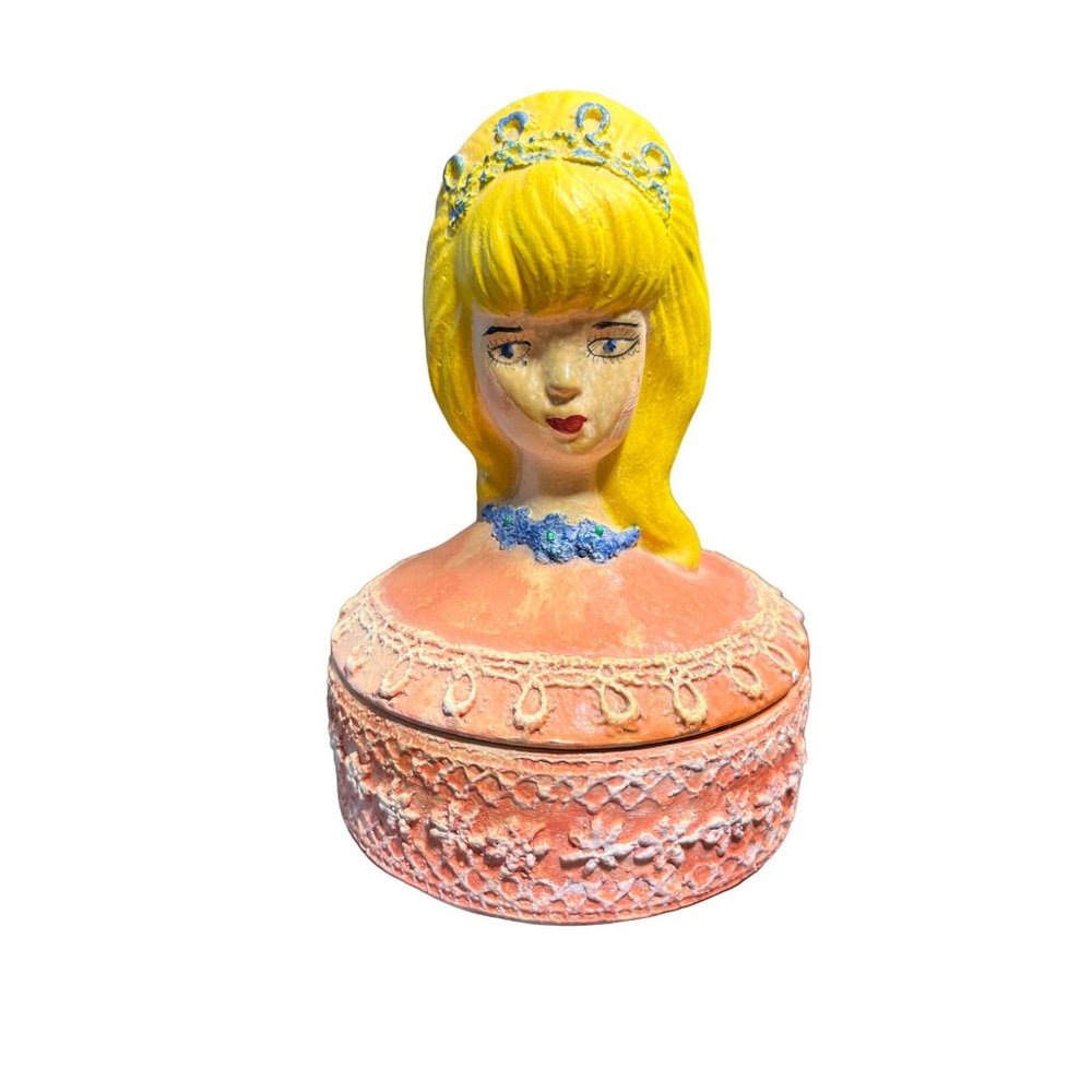 Vintage 1970's Hand Painted Ladies Head Trinket/Vanity Dish